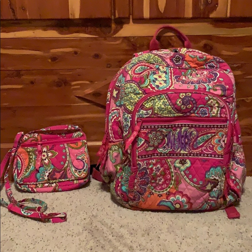 Vera Bradley backpack and small purse bundle